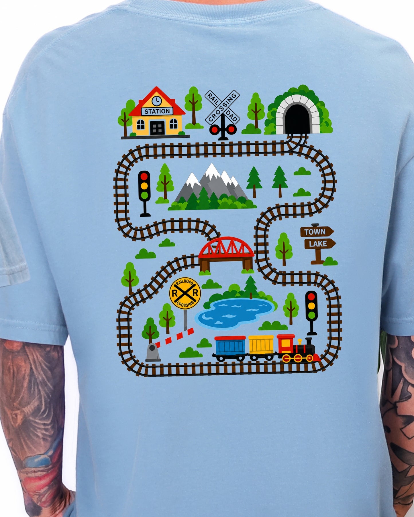 Tired Dads Club Train Shirt, Play Mat Tshirt for Dad, Interactive Tee, Fun Dad Gift, Train Engineer Shirt, Sensory Play Tee
