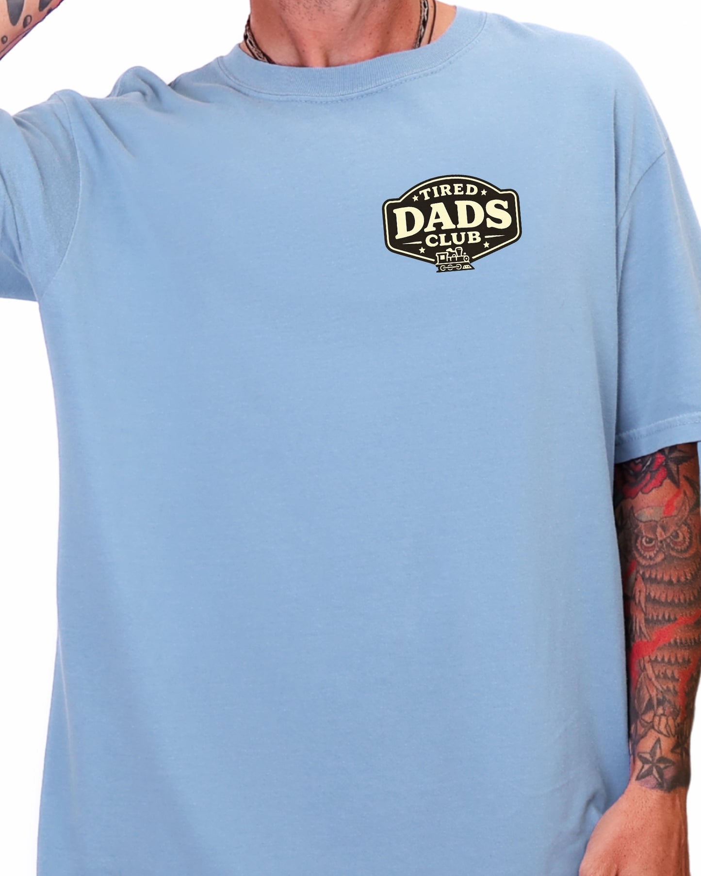 Tired Dads Club Train Shirt, Play Mat Tshirt for Dad, Interactive Tee, Fun Dad Gift, Train Engineer Shirt, Sensory Play Tee