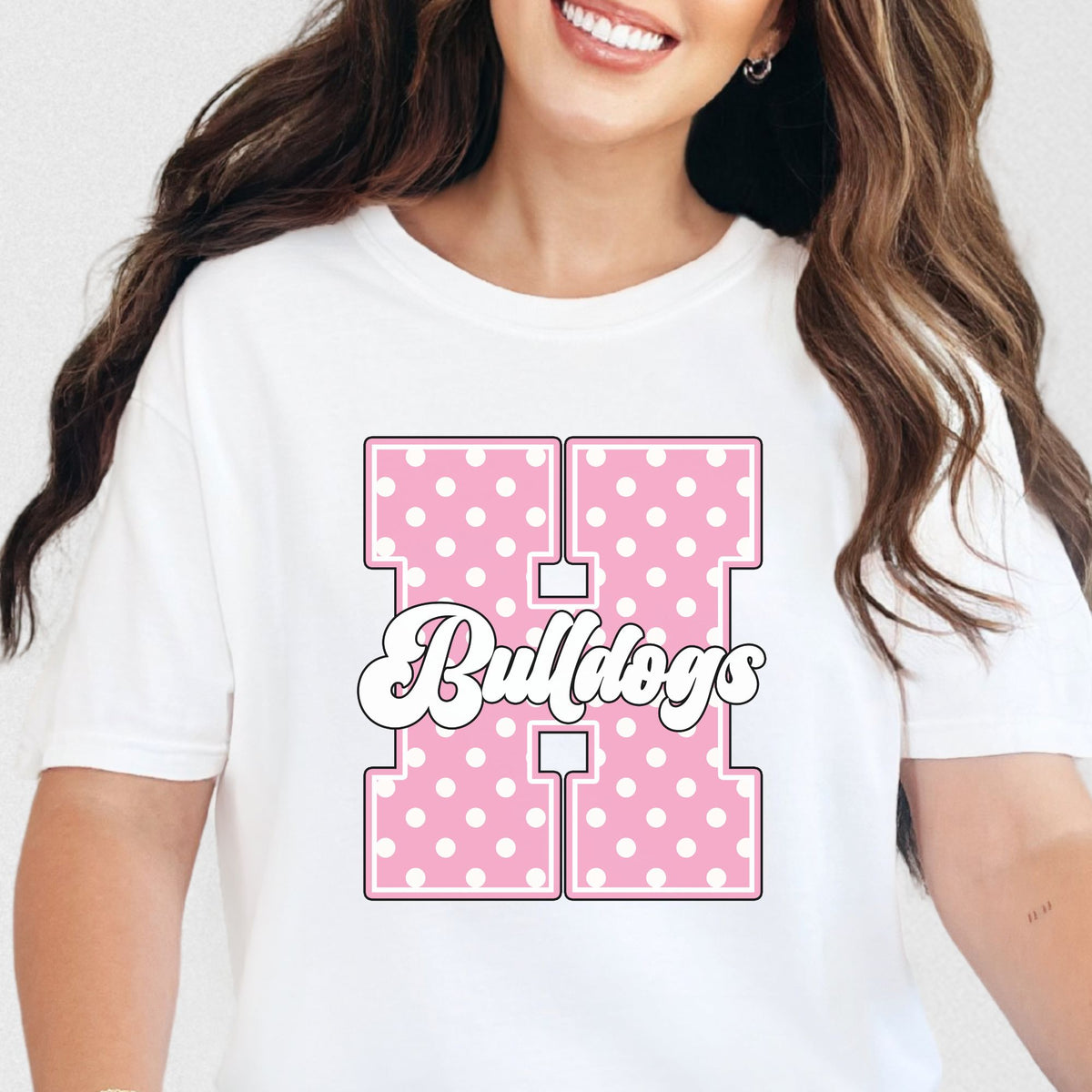 Hamilton Pink Polka Dot Initial Comfort Colors Tee