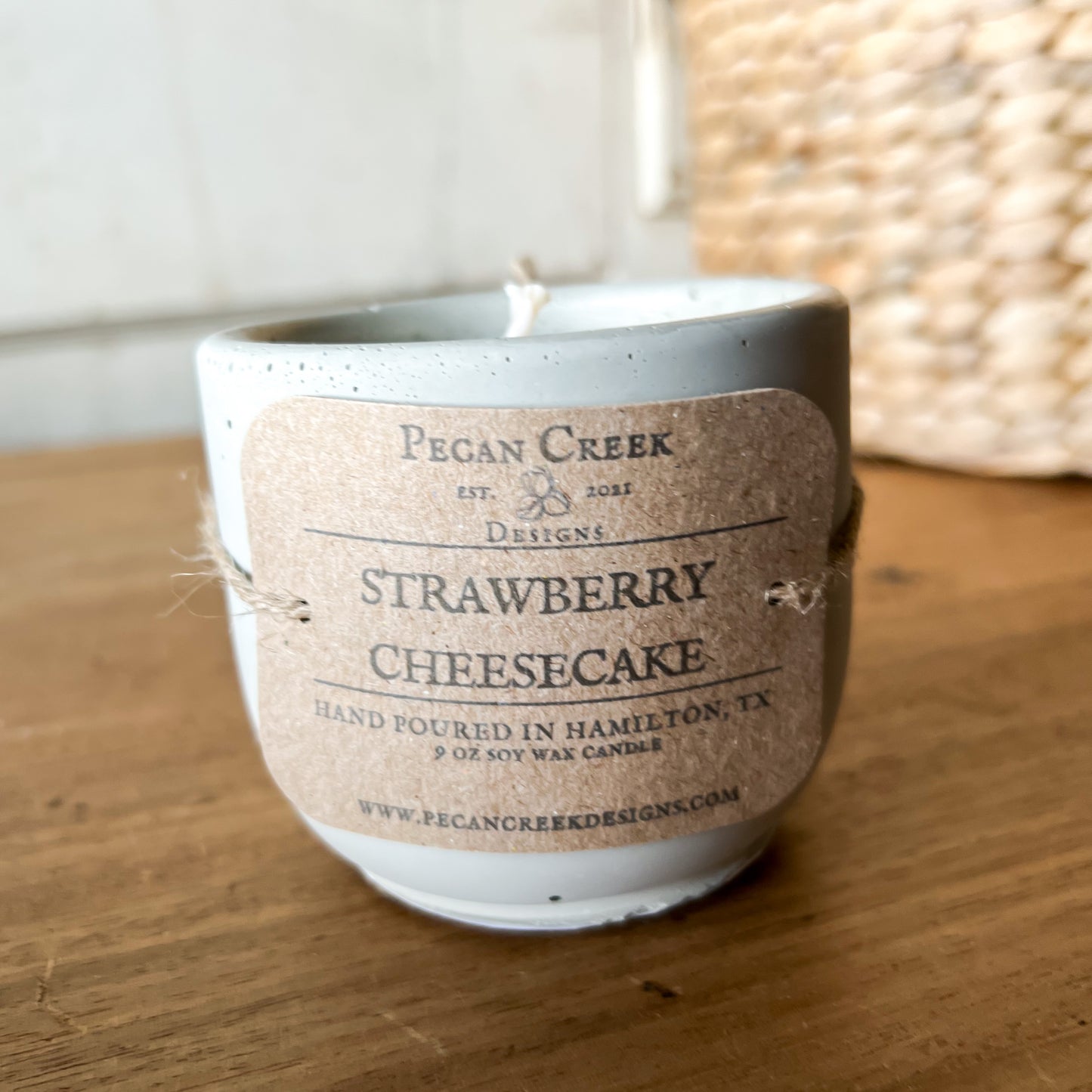 12 ounce concrete Strawberry Cheesecake hand-poured Soy Candle