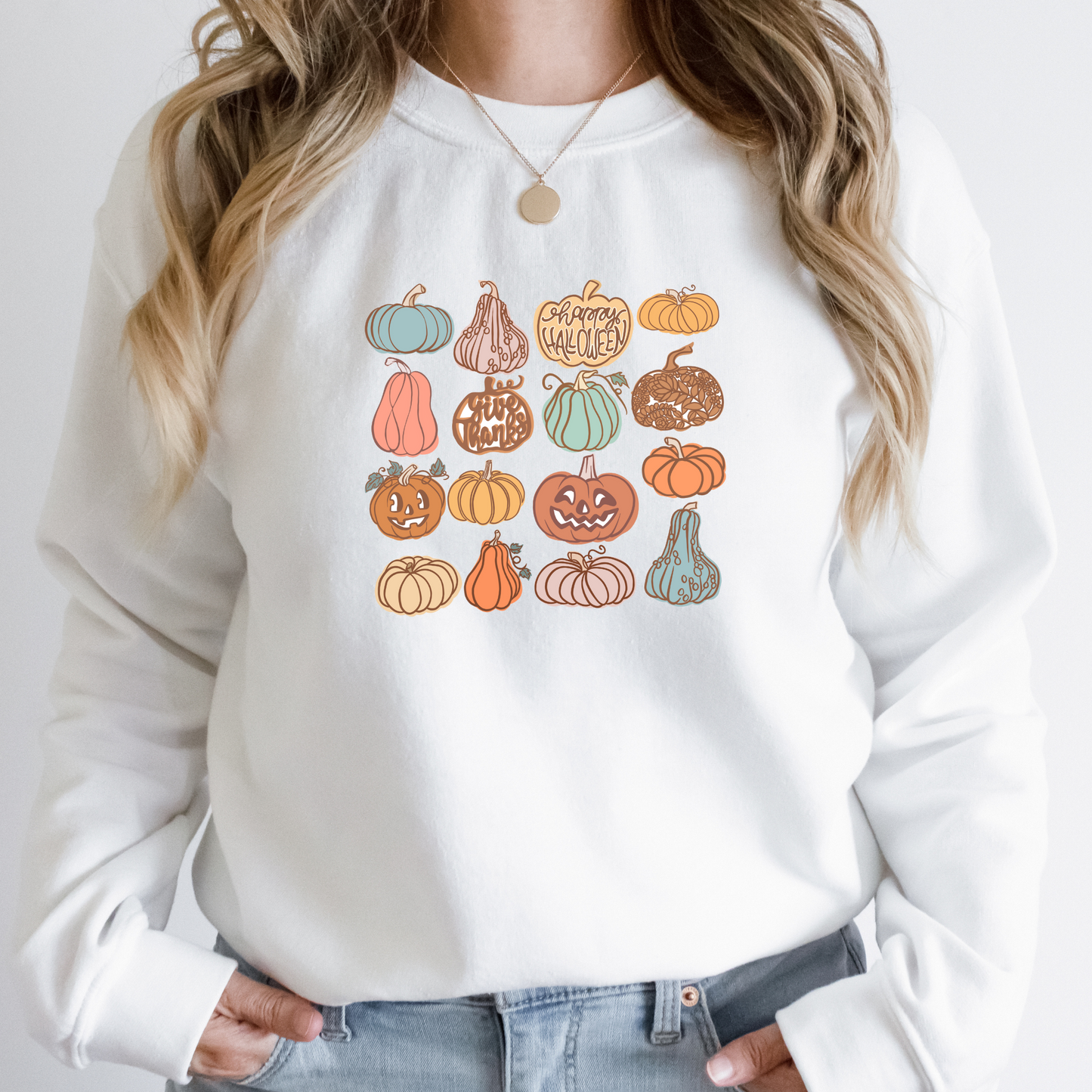 Trendy Women's Multiple Pumpkin Halloween Fall Sweatshirt