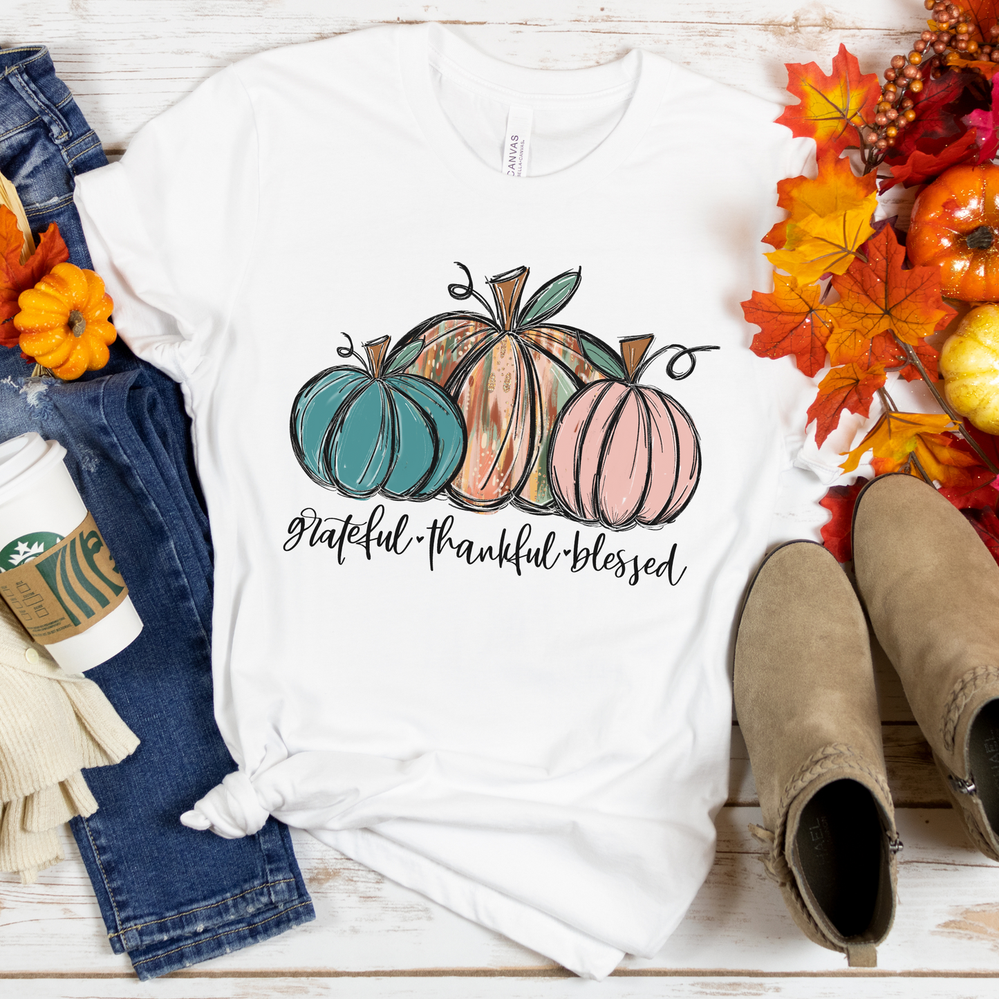 Grateful Thankful Blessed Fall Tshirt