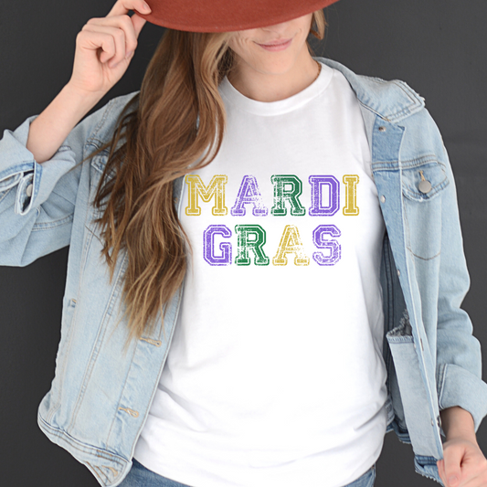 Distressed Mardi Gras Women's Graphic Tee