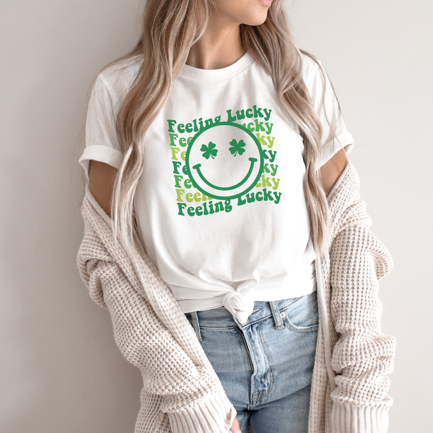 Smiley Face Feeling Lucky Saint Patrick's Day Women's Graphic Tee