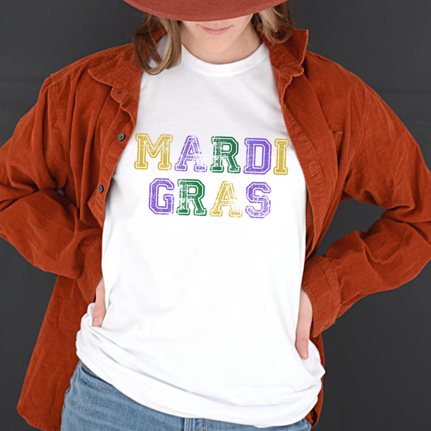 Distressed Mardi Gras Women's Graphic Tee