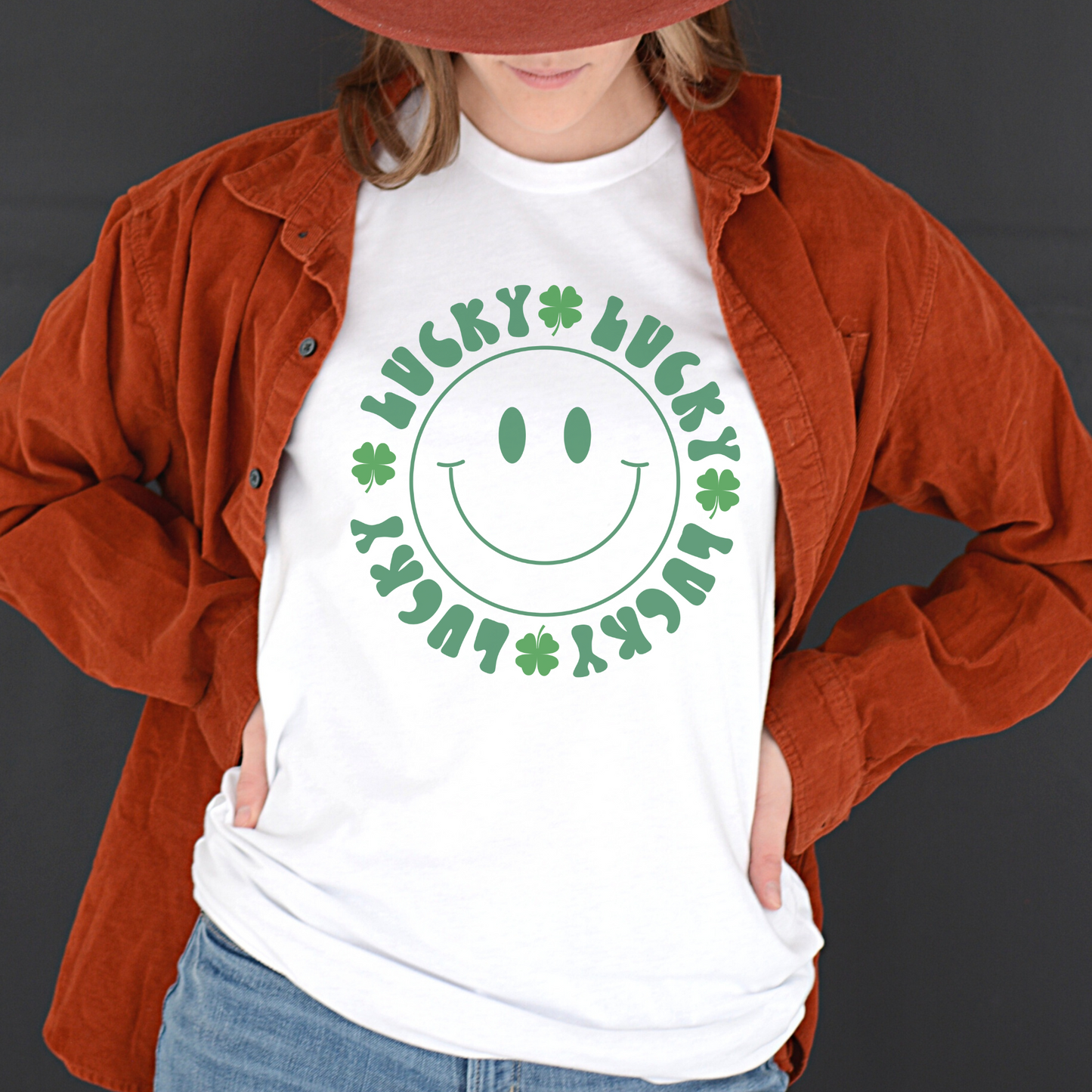 Lucky Smiley Face Saint Patrick's Day Women's Graphic Tee