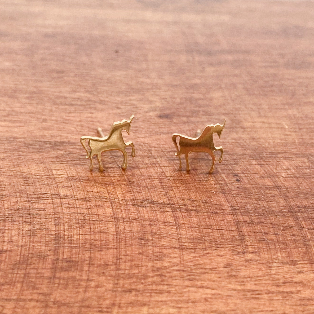 Gold Plated Unicorn Stud Earring