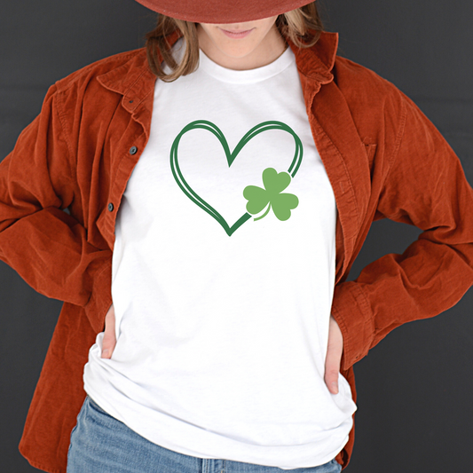 SIngle Clover Heart Saint Patrick's Day Women's Graphic Tee