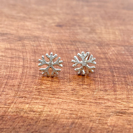 Silver Tone Snowflake Stud Earring