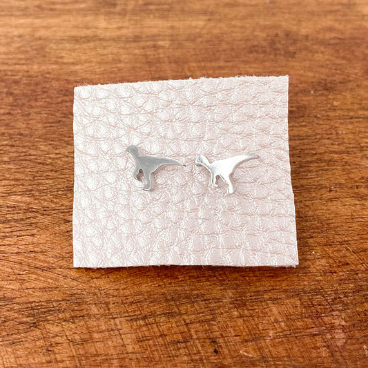 Silver Tone Dinosaur Stud Earring