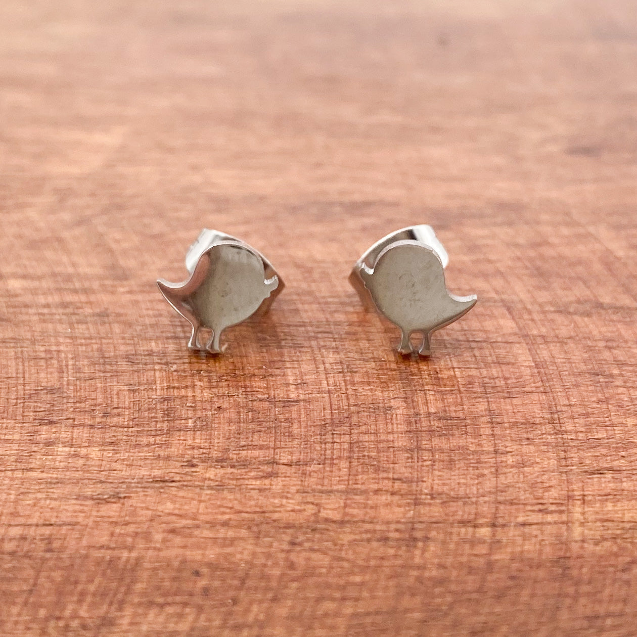 Silver Tone Stainless Steel Chick Earring