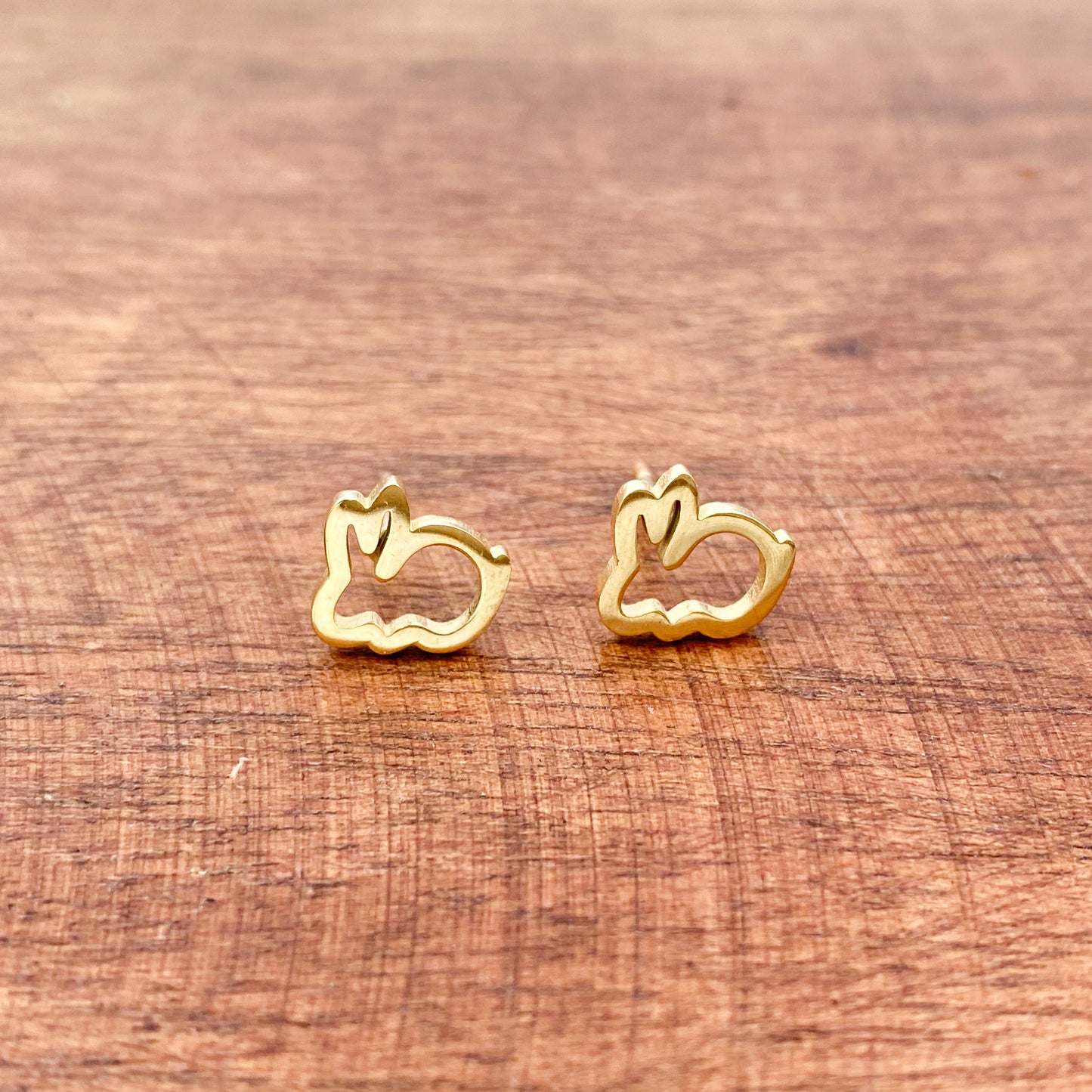 Gold Plated Rabbit Stud Earrings