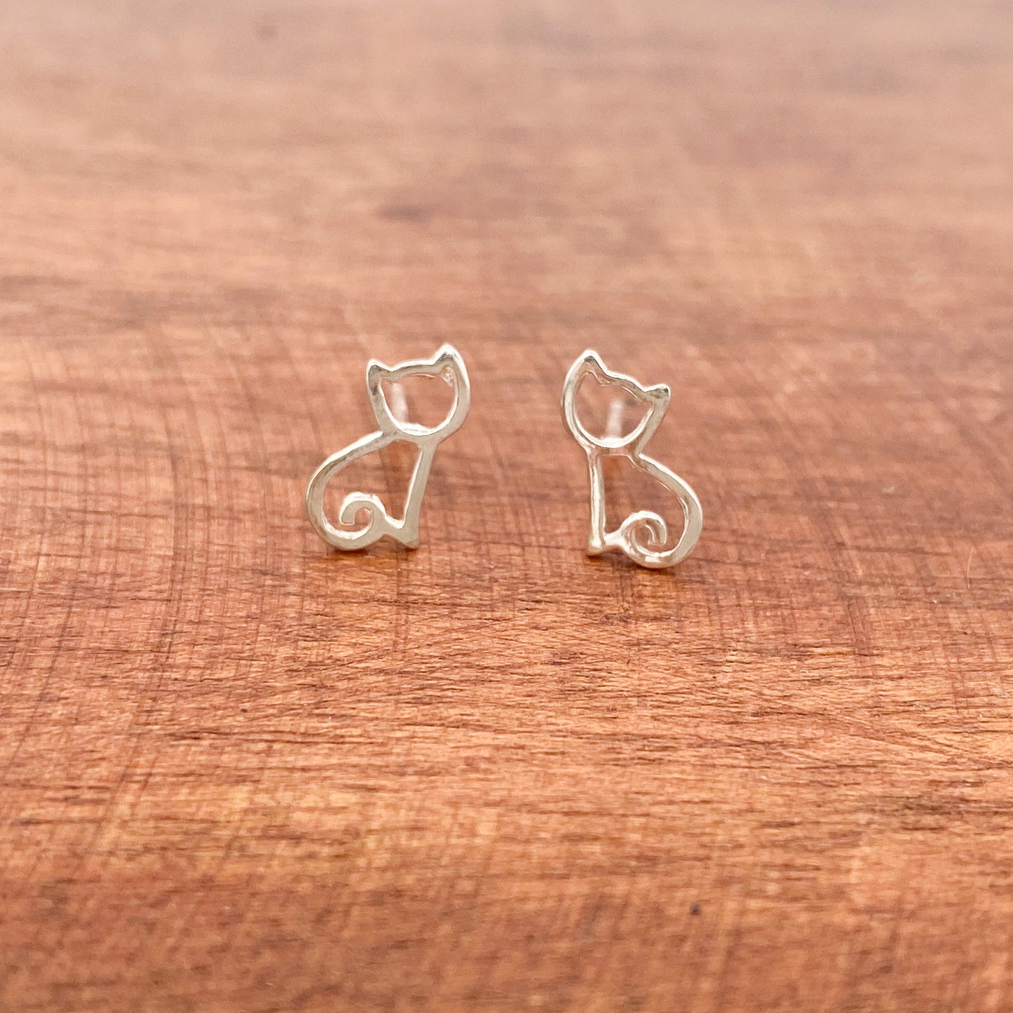 Sterling Silver Cat Stud Earring