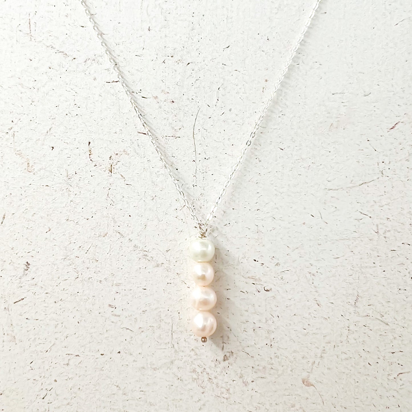 Four Pearl Dainty Pendant Sterling Silver Necklace Perfect for Layering