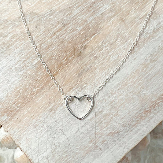 Hollow Heart Sterling Silver 16 inch necklace