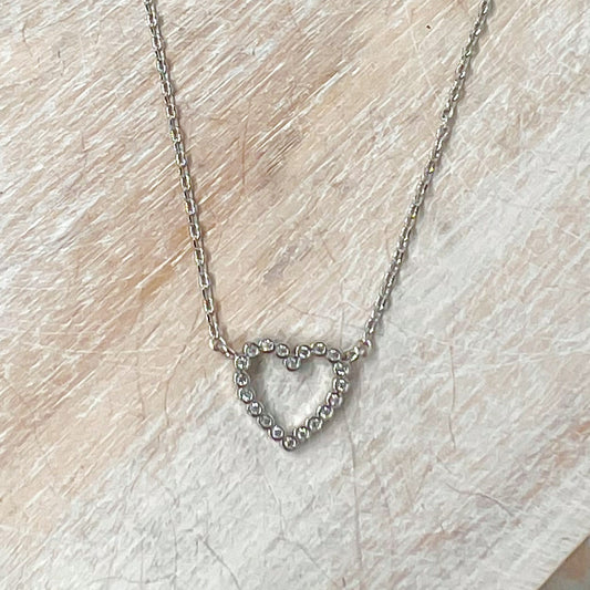 Rhinestone Heart Chain from side 16 inch Necklace