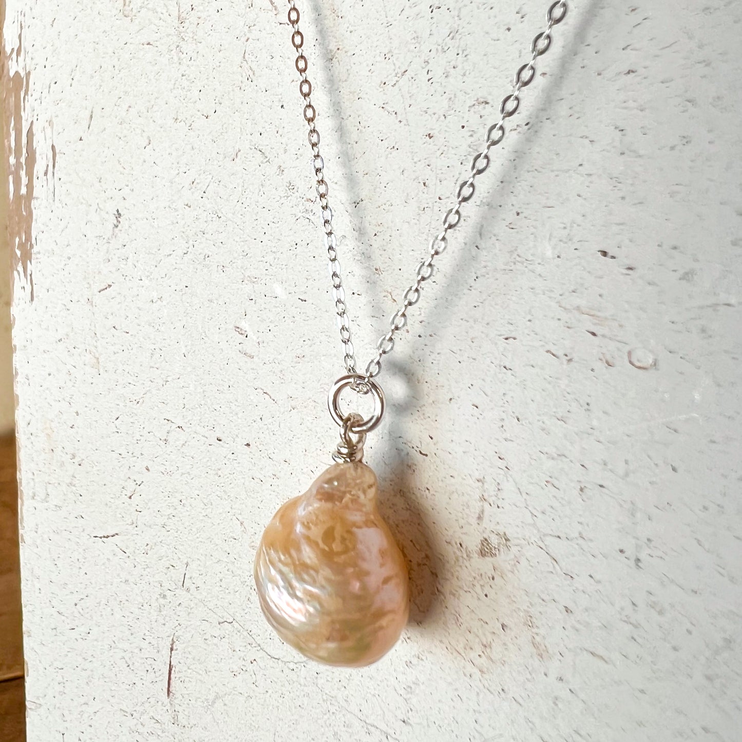 Baroque Teardrop Pearl Pendant Sterling Silver Necklace Perfect for Layering