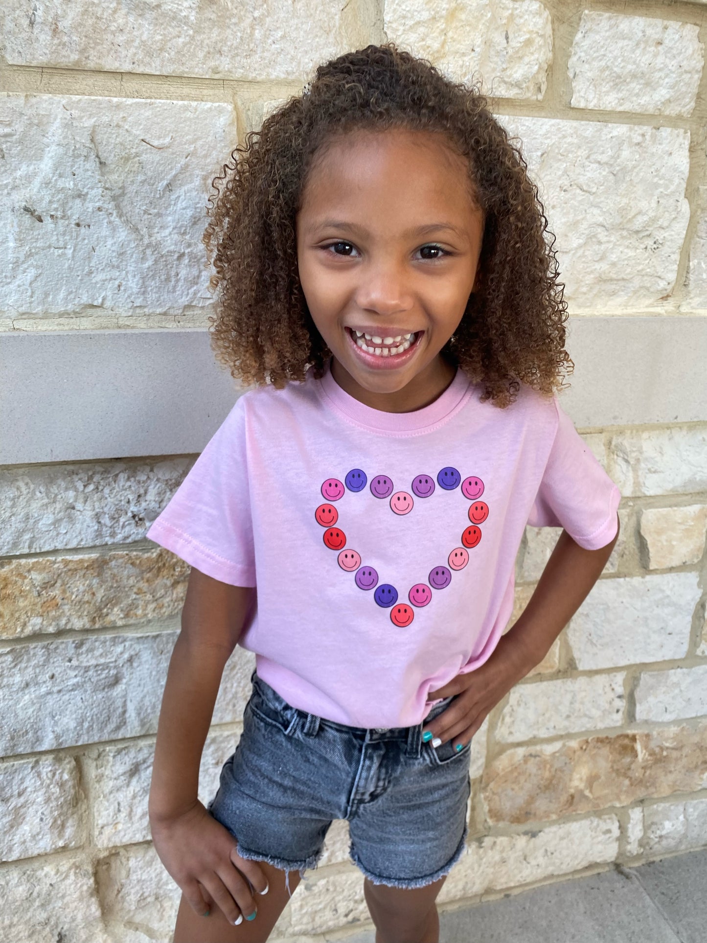 Heart with tiny smiley faces Valentine toddler tshirt