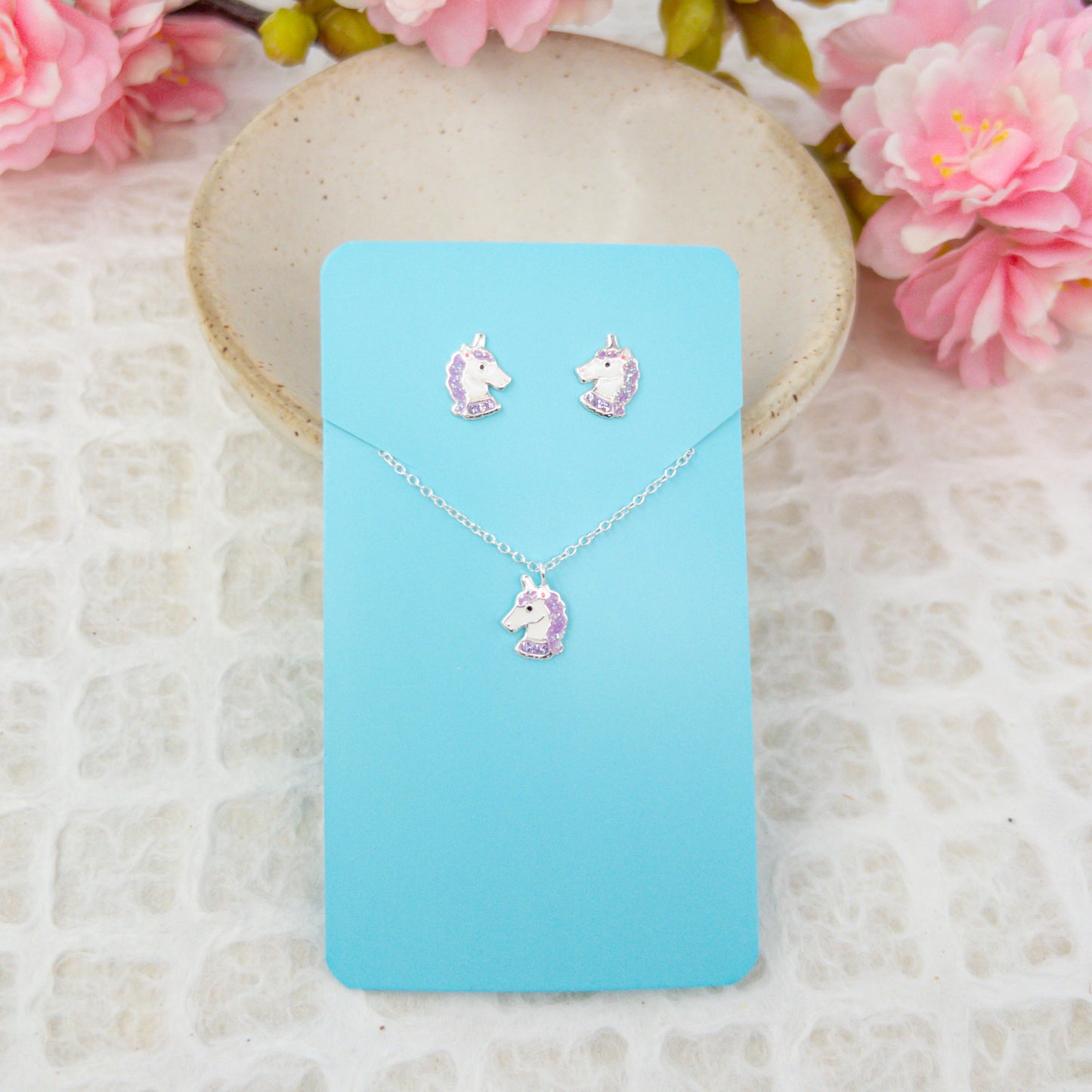 Purple Unicorn Necklace Set