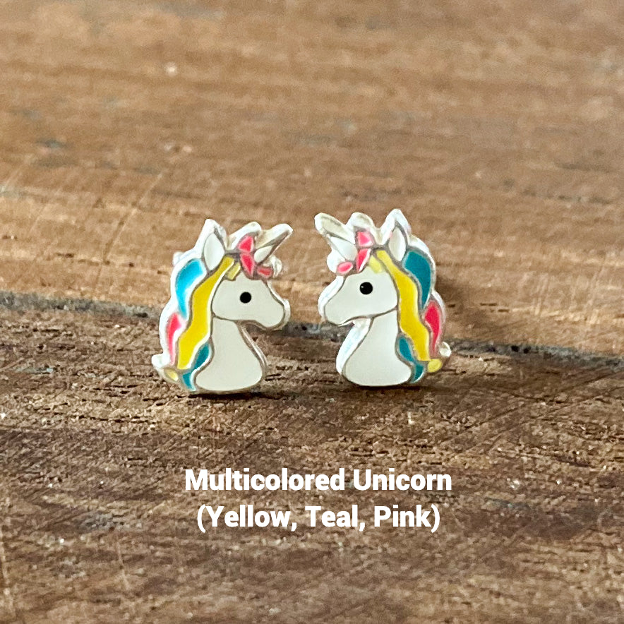 Unicorn Earrings 925 Sterling Silver Hypoallergenic Earrings for Little Girls