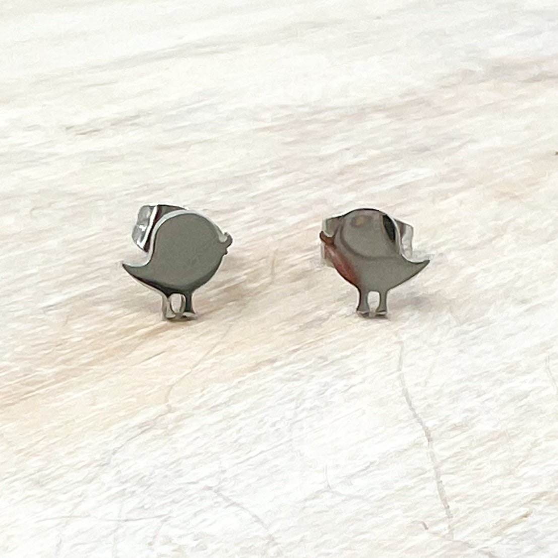 Silver Tone Stainless Steel Chick Earring