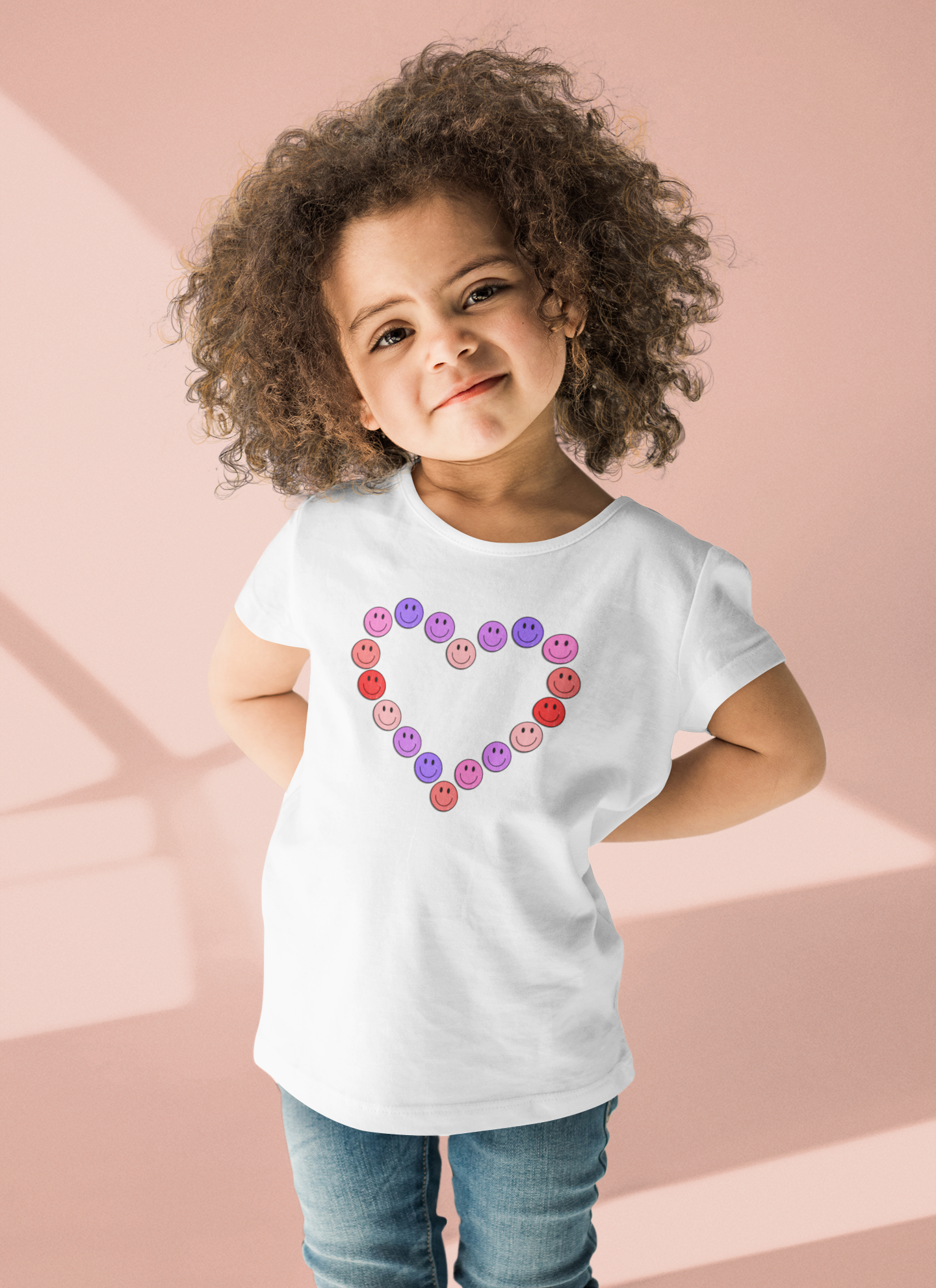 Heart with tiny smiley faces Valentine toddler tshirt