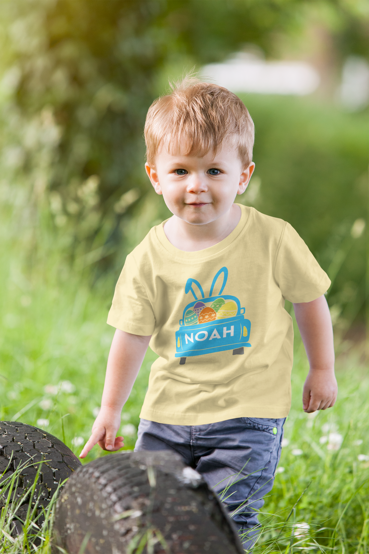 Customized Easter Truck Toddler tshirt