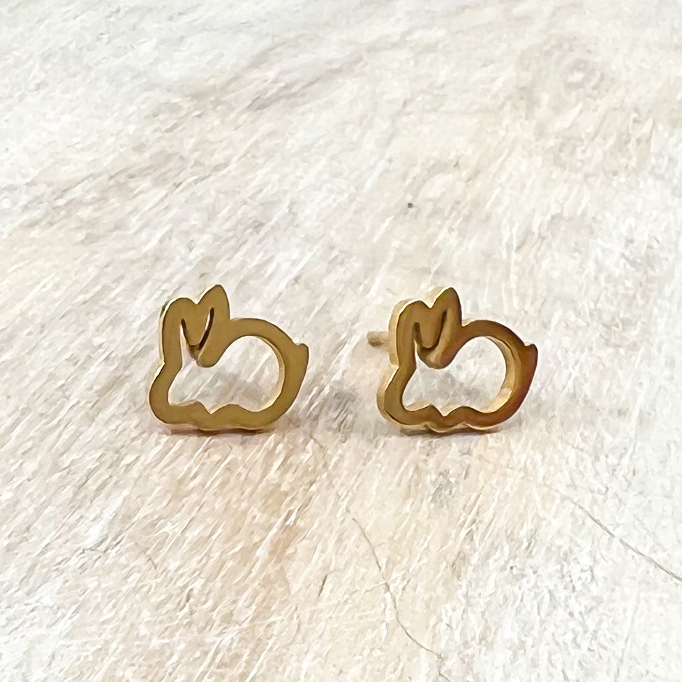 Gold Plated Rabbit Stud Earrings