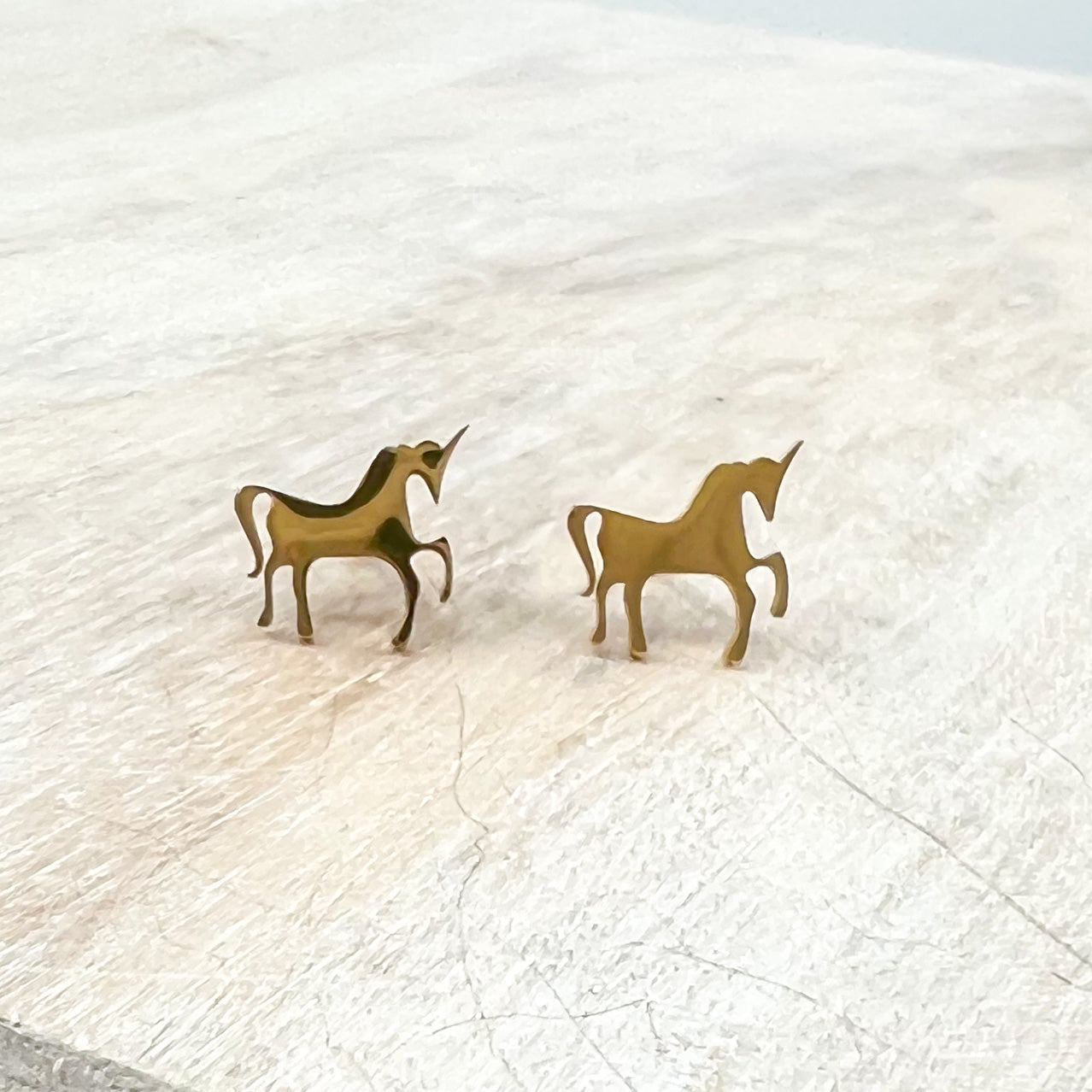 Gold Plated Unicorn Stud Earring