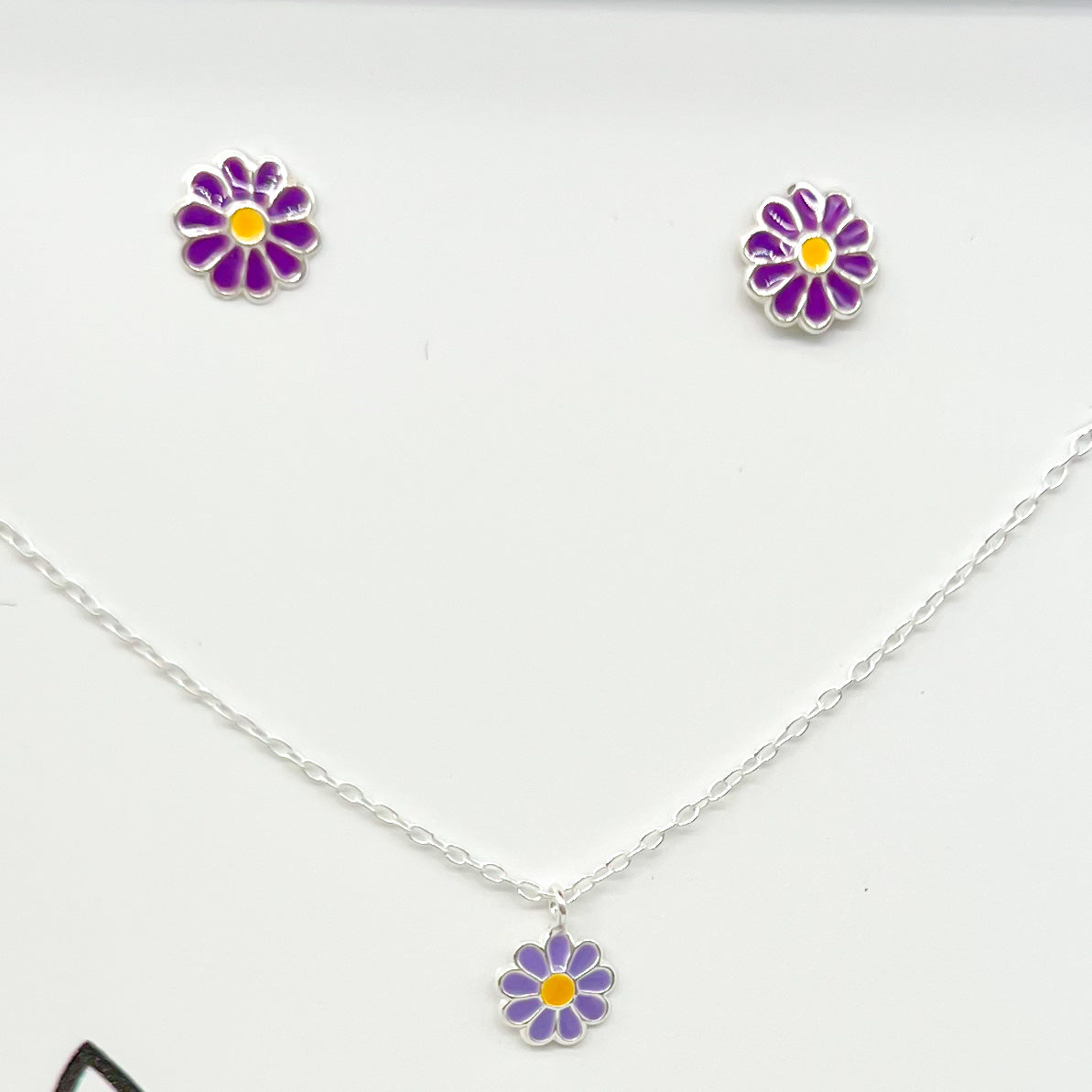 Purple Flower Sterling Silver Set