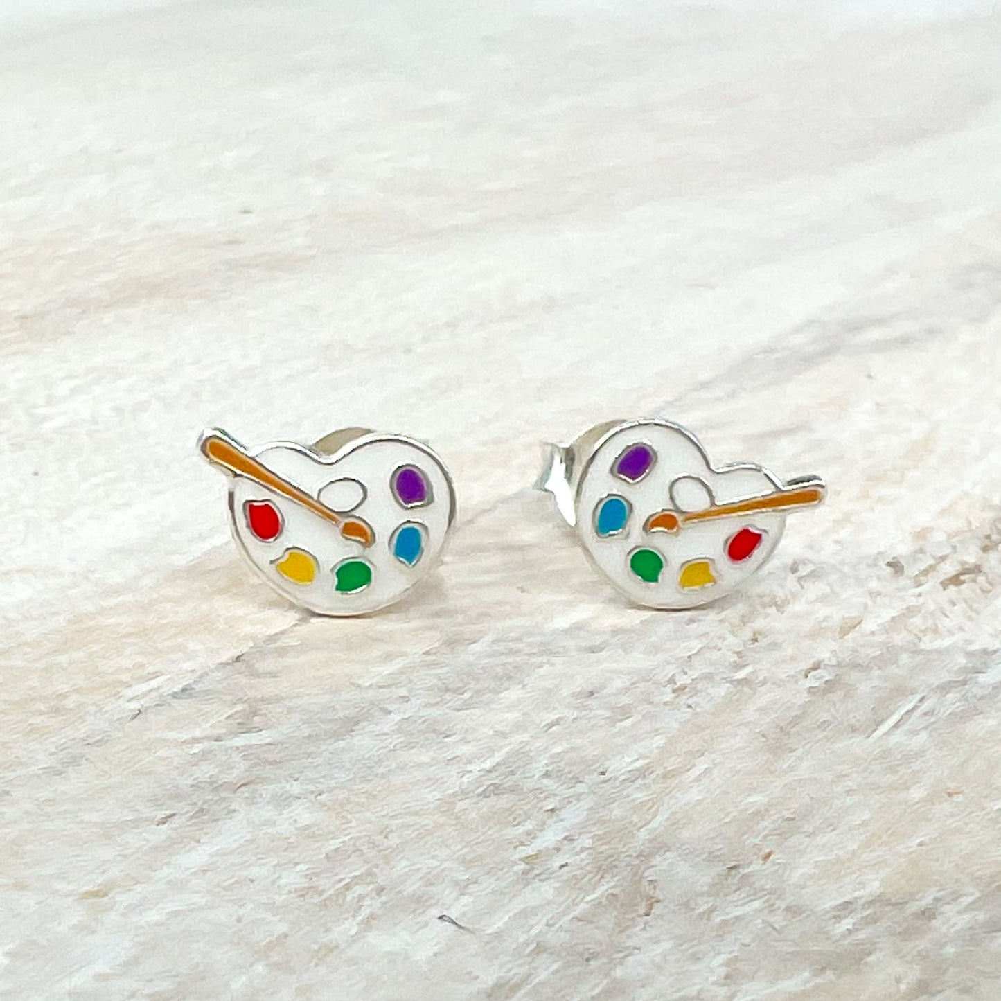 Paint Palette Sterling Silver Earrings