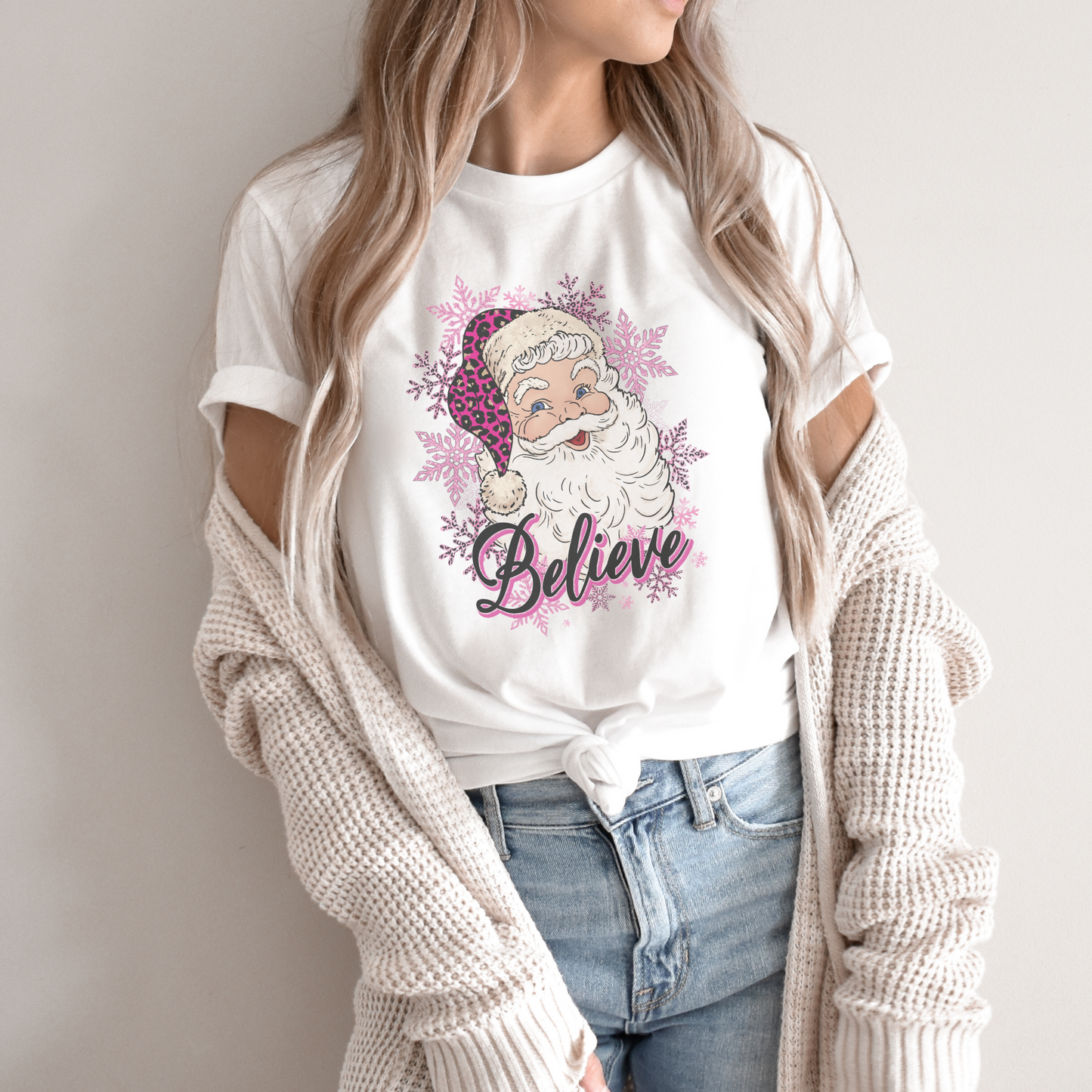 Pink Santa Christmas Tshirt