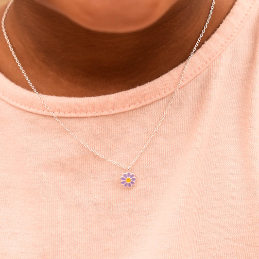 Purple Flower Sterling Necklace