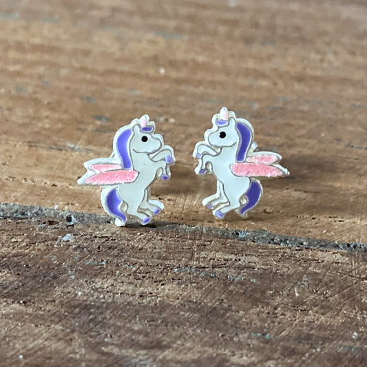 Standing Purple Unicorn Earrings