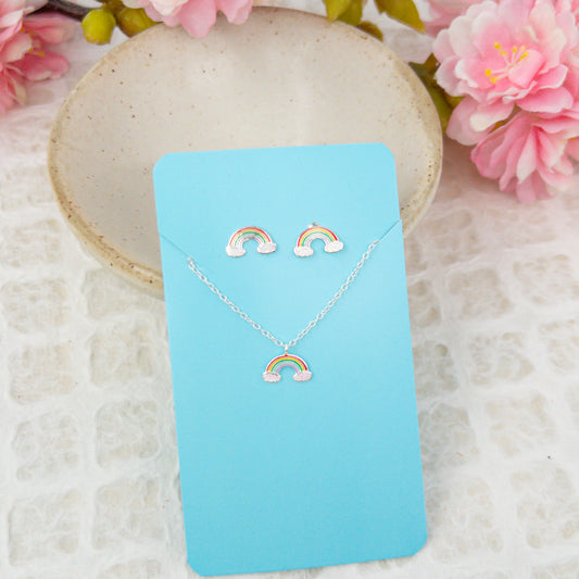 Rainbow Necklace Set Sterling Silver