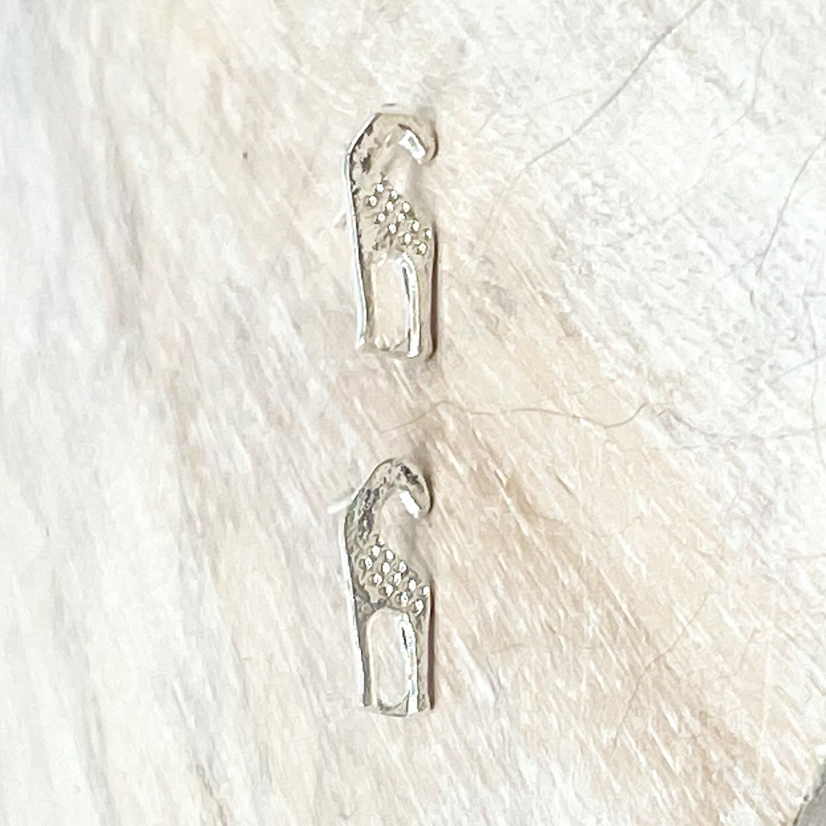 Silver Tone Giraffe Stud Earring