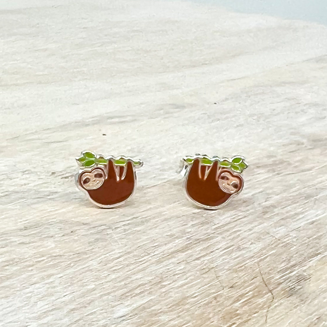 Hanging Sloth Sterling Earrings